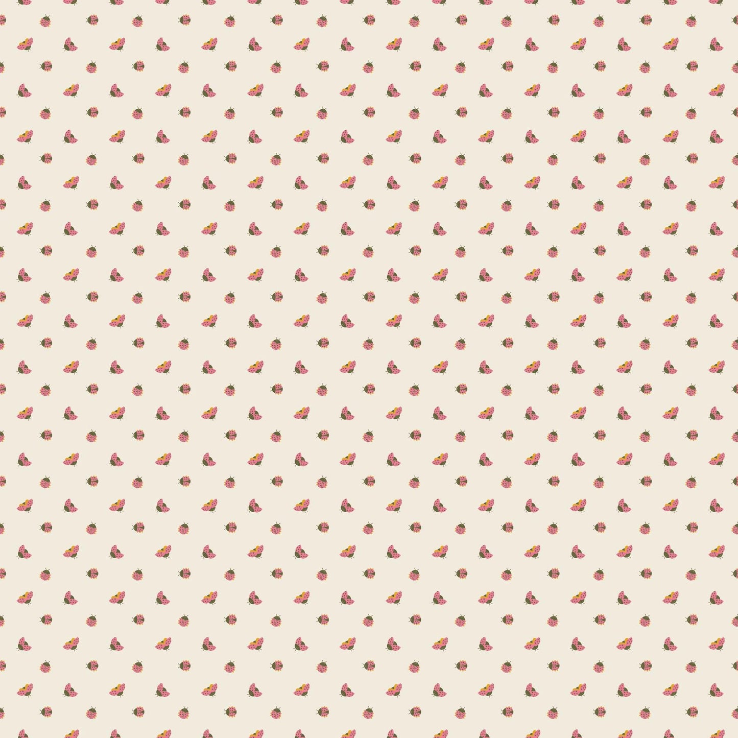 PRE-ORDER - Joyful June Ladybugs Print Cream - Sarah Hearts - Figo Fabrics - Ships August 2025