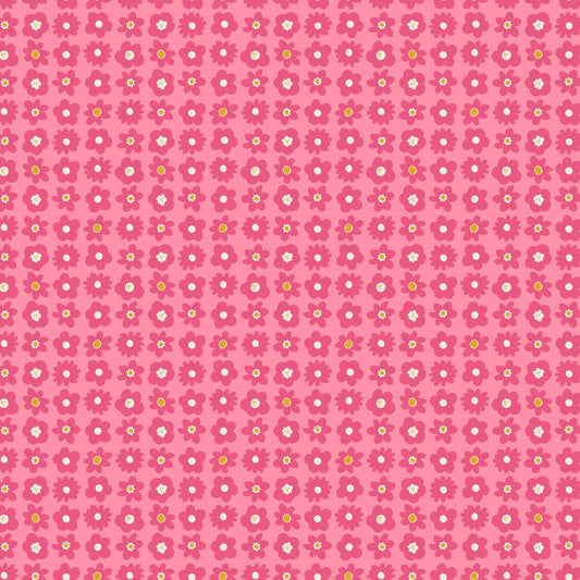 Joyful June Blooms Print Pink - Sarah Hearts - Figo Fabrics - 91116-21