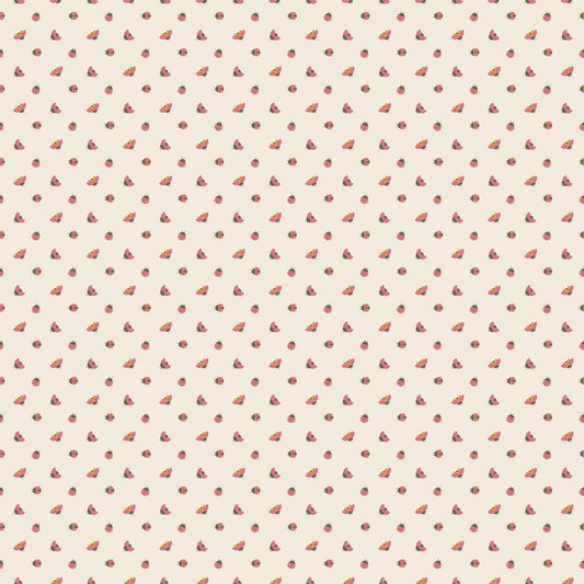 IN STOCK - Joyful June Ladybugs Print Cream - Sarah Hearts - Figo Fabrics - 91117-11