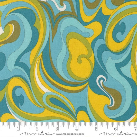 IN STOCK - Happy Daze Vibing Swirls Print Aqua Colorway by Chloe's Closet for Moda Fabrics - 33844 15