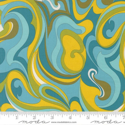 Happy Daze Vibing Swirls Print Aqua Colorway by Chloe's Closet for Moda Fabrics - 33844 15