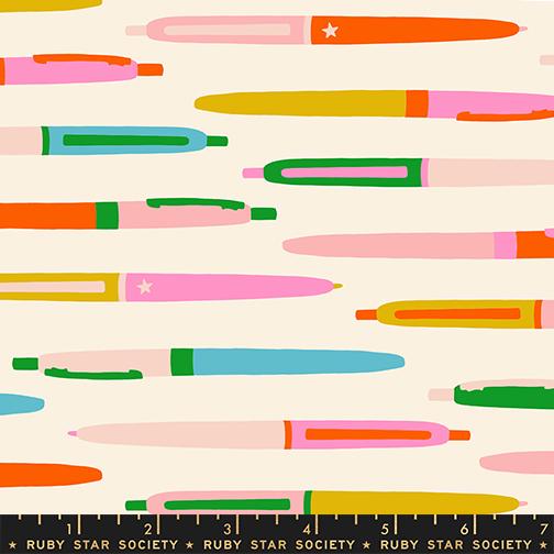 Trinketry Pens Fabric – Natural Cotton Print - Melody Miller Designer for Ruby Star Society