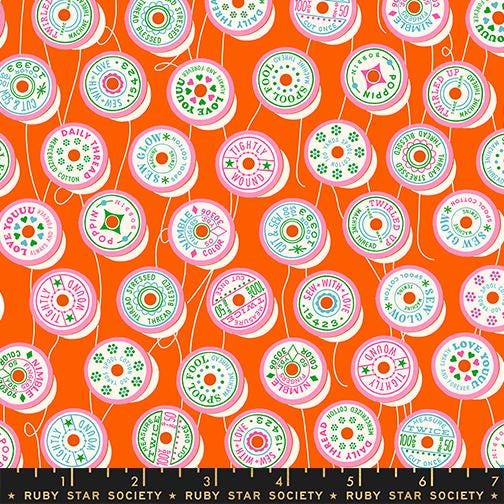 Trinketry Spools Fabric – Goldfish Orange Cotton Print - Melody Miller Designer for Ruby Star Society