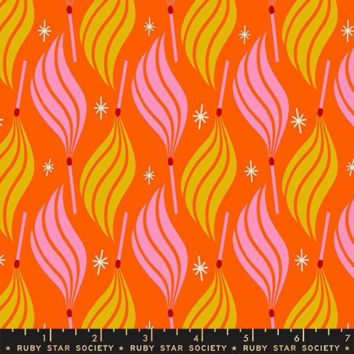 Trinketry Lit Fabric – Goldfish Orange Cotton Print - Melody Miller Designer for Ruby Star Society