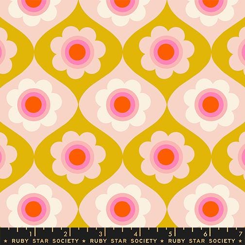 Trinketry Floral Fabric – Goldenrod Cotton Print - Melody Miller Designer for Ruby Star Society