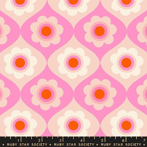 Trinketry Floral Fabric – Flamingo Pink Cotton Print - Melody Miller Designer for Ruby Star Society