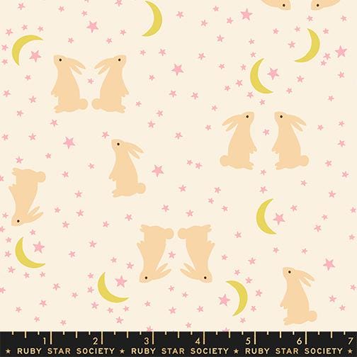 Mystic Fable Bunnies print Natural by Alexia Marcelle Abegg for Ruby Star Society