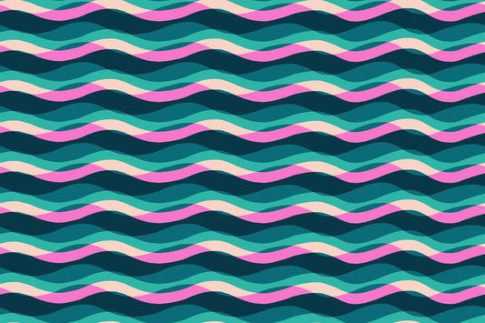 Poolside Too Poolside Waves print Peacock - a Collaboration by Ruby Star Society
