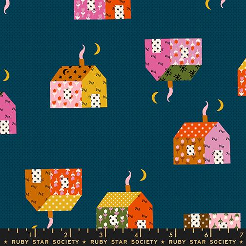 Mystic Fable Little House print Galaxy blue by Alexia Marcelle Abegg for Ruby Star Society