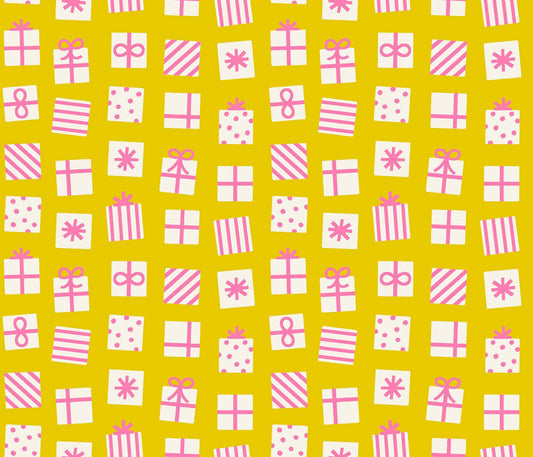 Merry Happy Secret Santa Print Golden Hour yellow by Kimberly Kight for Ruby Star Society - RS3100 11