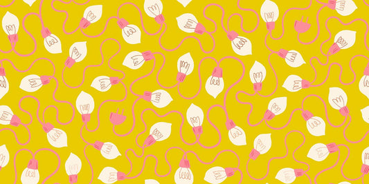 Merry Happy High Strung Print Metallic Golden Hour by Kimberly Kight for Ruby Star Society - RS3101 14M