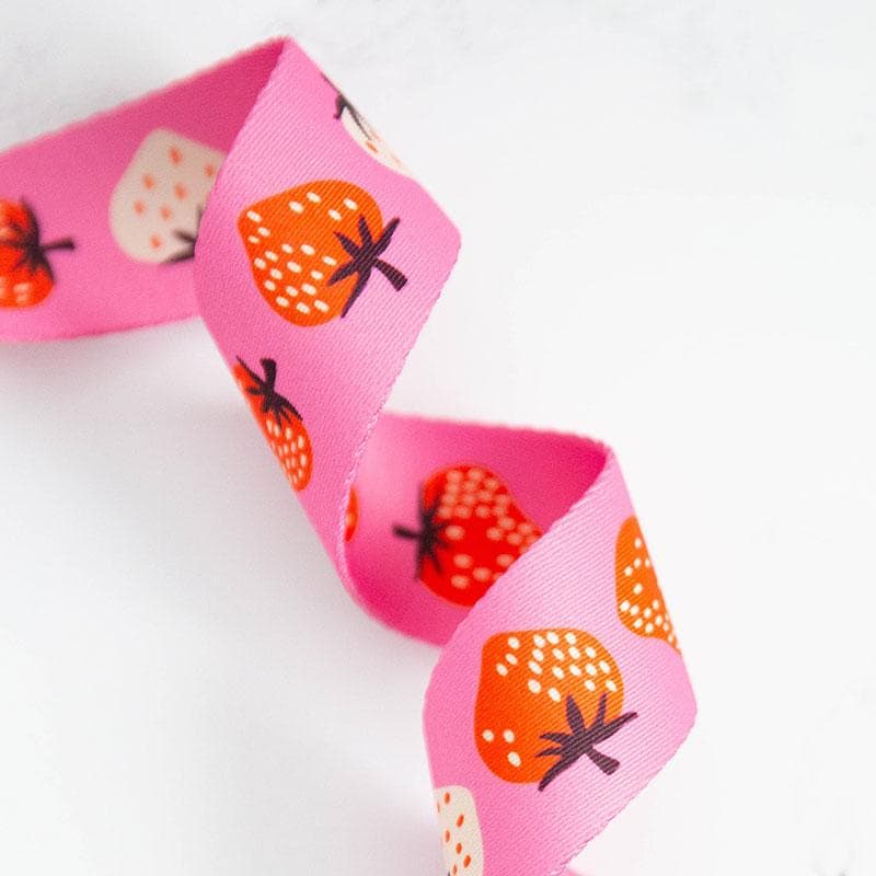 IN STOCK - Strawberry Daisy Webbing 1.5" Wide by Kimberly Kight for Ruby Star Society - SSCWEB 32