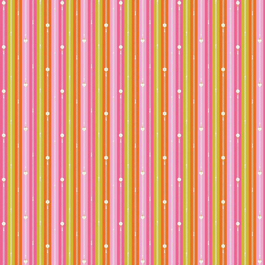 Bits and Bobs Zippers Print in Orange by Sarah Hearts for Figo Fabrics