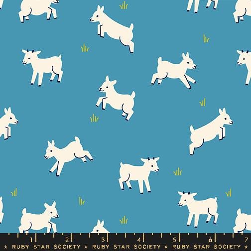 Animal Animal Lambs Print Vintage Blue - Collaborative Collection - Ruby Star Society