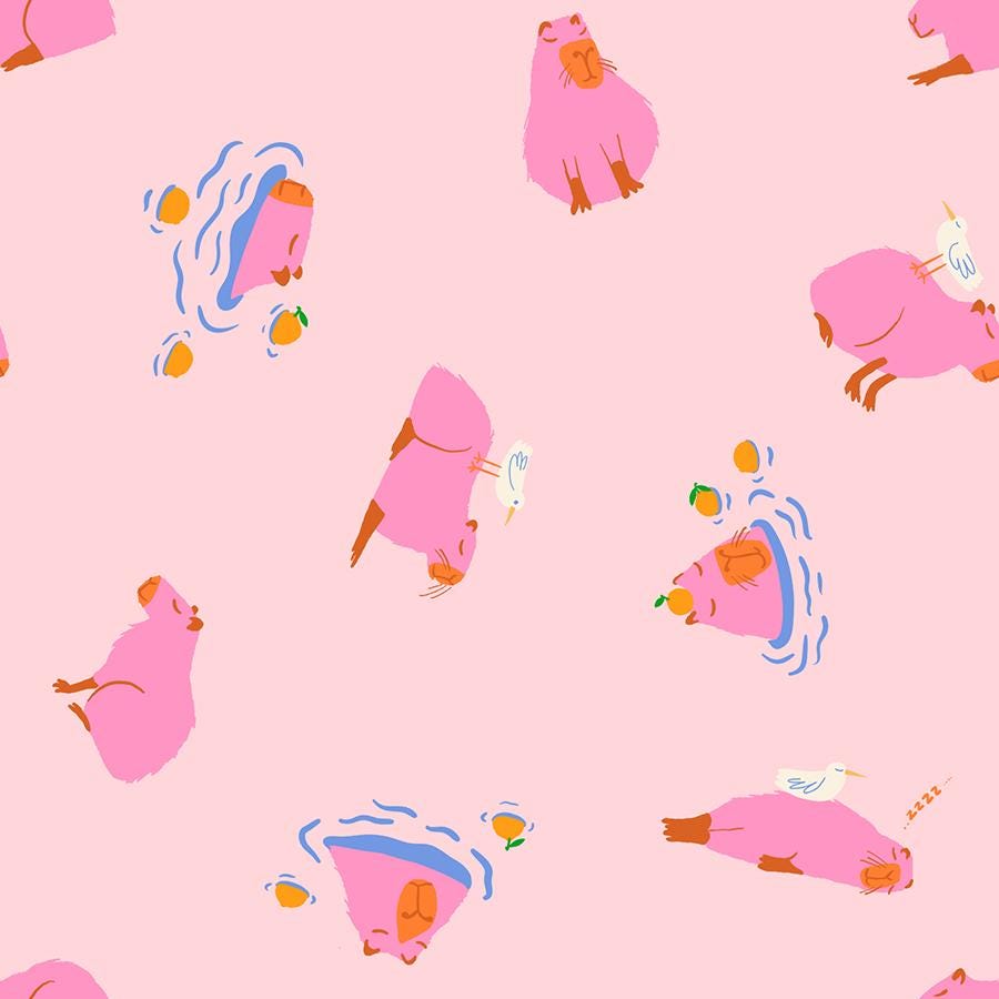 IN STOCK - Animal Animal Capybara Print Pink - Ruby Star Society Collaboration - RS5164 12