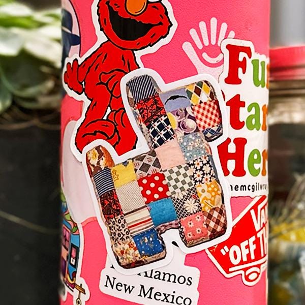 Sticker - Patchwork Scottie Dog Pillow - Original Artwork