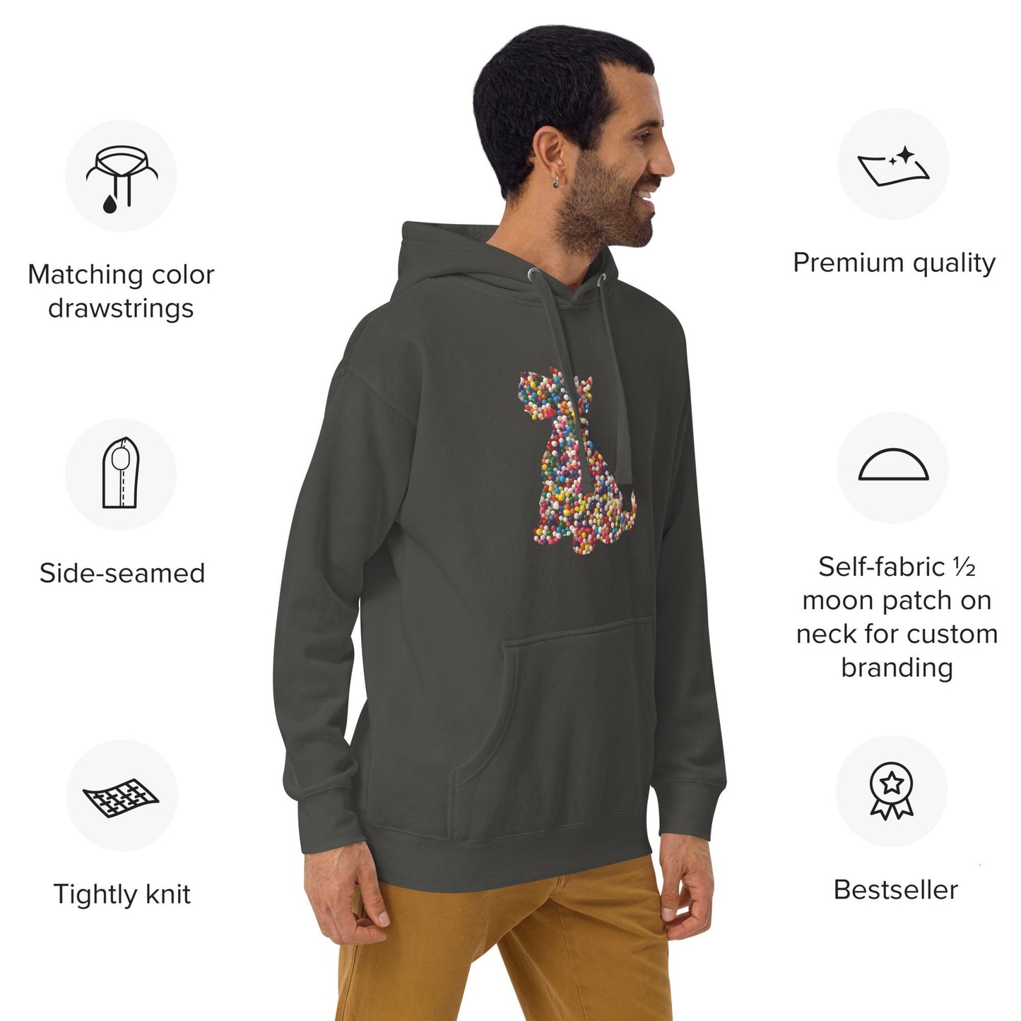 Sprinkle Scottie Unisex Hoodie Vintage Black