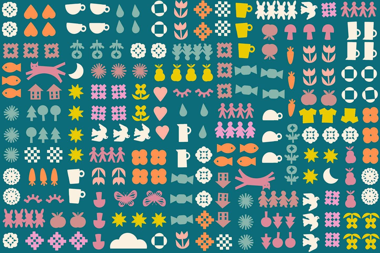 IN STOCK - Paper Cuts 2 Together Print Storytime Teal by Rashida Coleman Hale for Ruby Star Society - RS1107 15