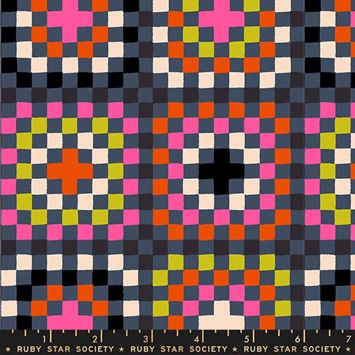 PRE-ORDER - Catnap Granny Square Print Black RAYON - Alexia Marcelle Abegg - Ruby Star Society - Ships Oct. 2025