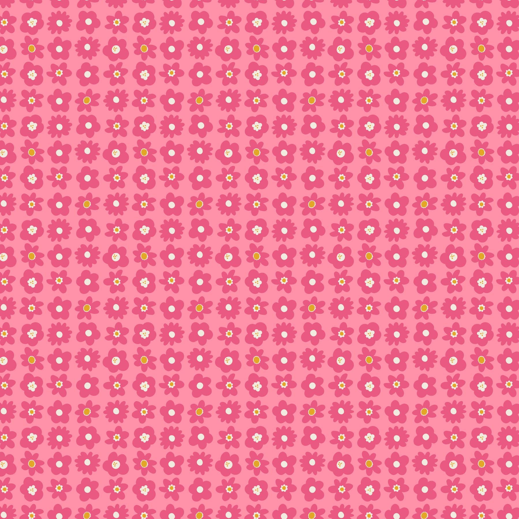 PRE-ORDER - Joyful June Blooms Print Pink - Sarah Hearts - Figo Fabrics - Ships August 2025