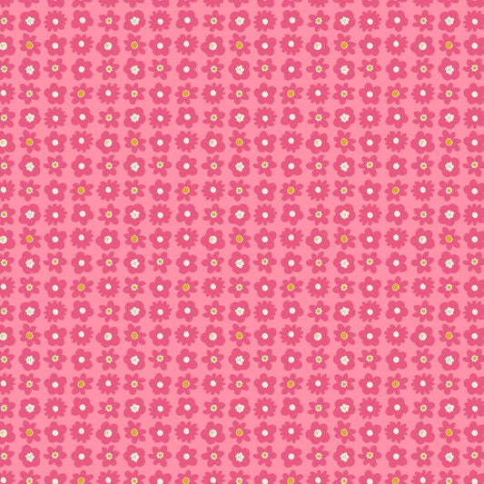 PRE-ORDER - Joyful June Blooms Print Pink - Sarah Hearts - Figo Fabrics - Ships August 2025