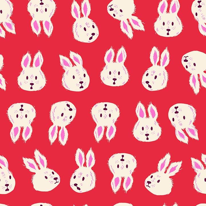 IN STOCK - Hello Alice Rabbit Print - Ruby Star Society Cotton Fabric