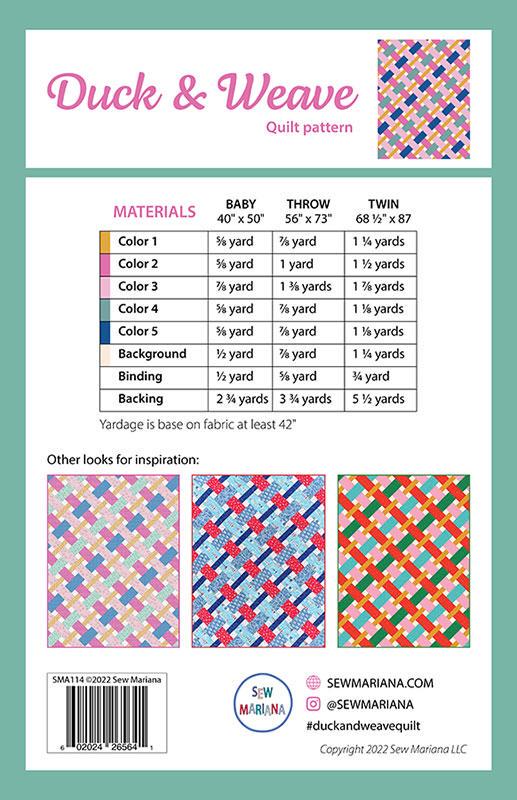 Quilt Pattern - Duck & Weave - Sew Mariana - SMA 114