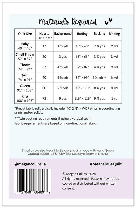 Quilt Pattern - Meant to Be - Megan Collins Quilt design - MCQ 019