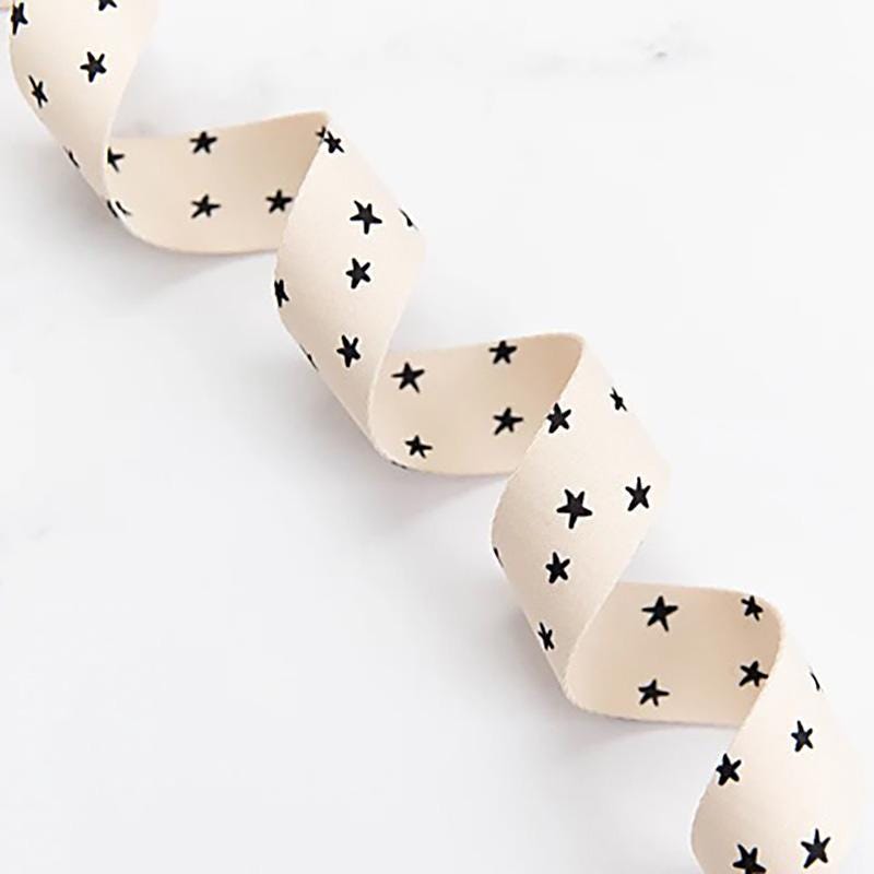 IN STOCK - Starry Webbing Natural/Black Stars 1.5" Wide by Alexia Marcelle Abegg for Ruby Star Society - SSCWEB 20