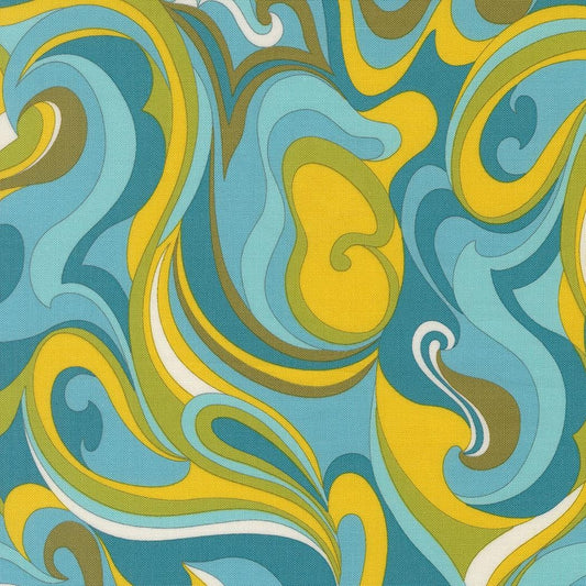 Happy Daze Vibing Swirls Print Aqua Colorway by Chloe's Closet for Moda Fabrics - 33844 15