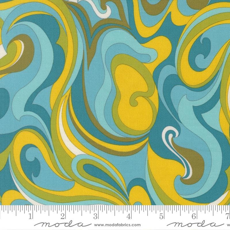 IN STOCK - Happy Daze Vibing Swirls Print Aqua Colorway by Chloe's Closet for Moda Fabrics - 33844 15