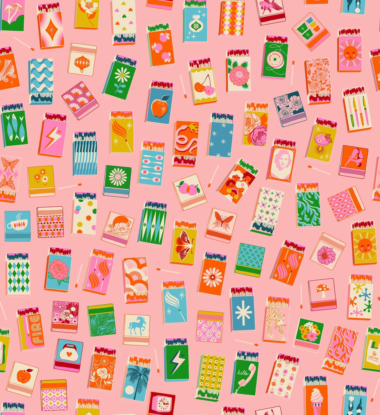 IN STOCK - Trinketry Matchmaker Fabric – Balmy Pink Cotton Print - Melody Miller Designer for Ruby Star Society