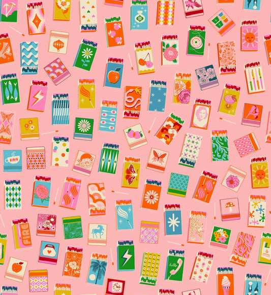 Trinketry Matchmaker Fabric – Balmy Pink Cotton Print - Melody Miller Designer for Ruby Star Society