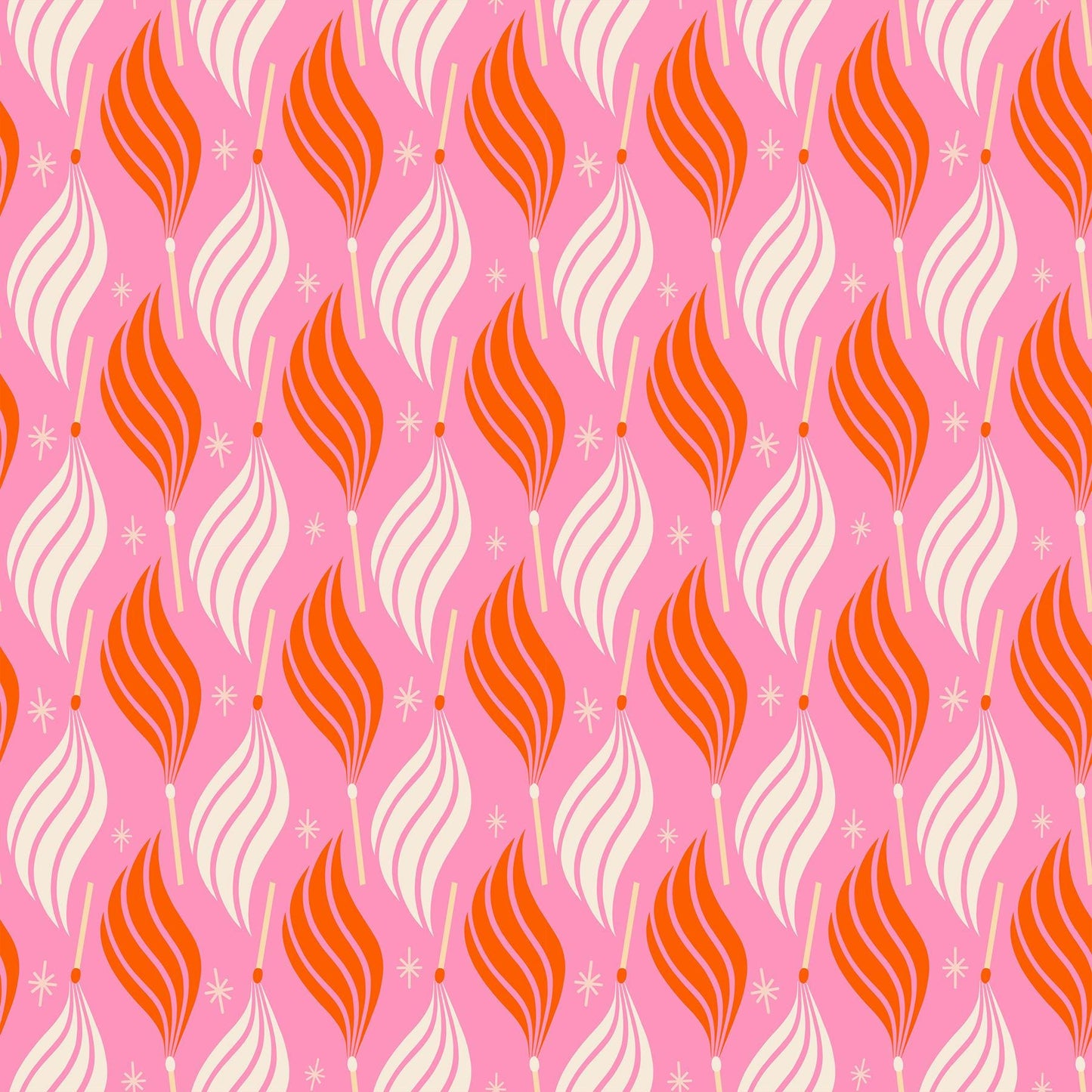 IN STOCK - Trinketry Lit Fabric – Flamingo Pink Cotton Print - Melody Miller Designer for Ruby Star Society