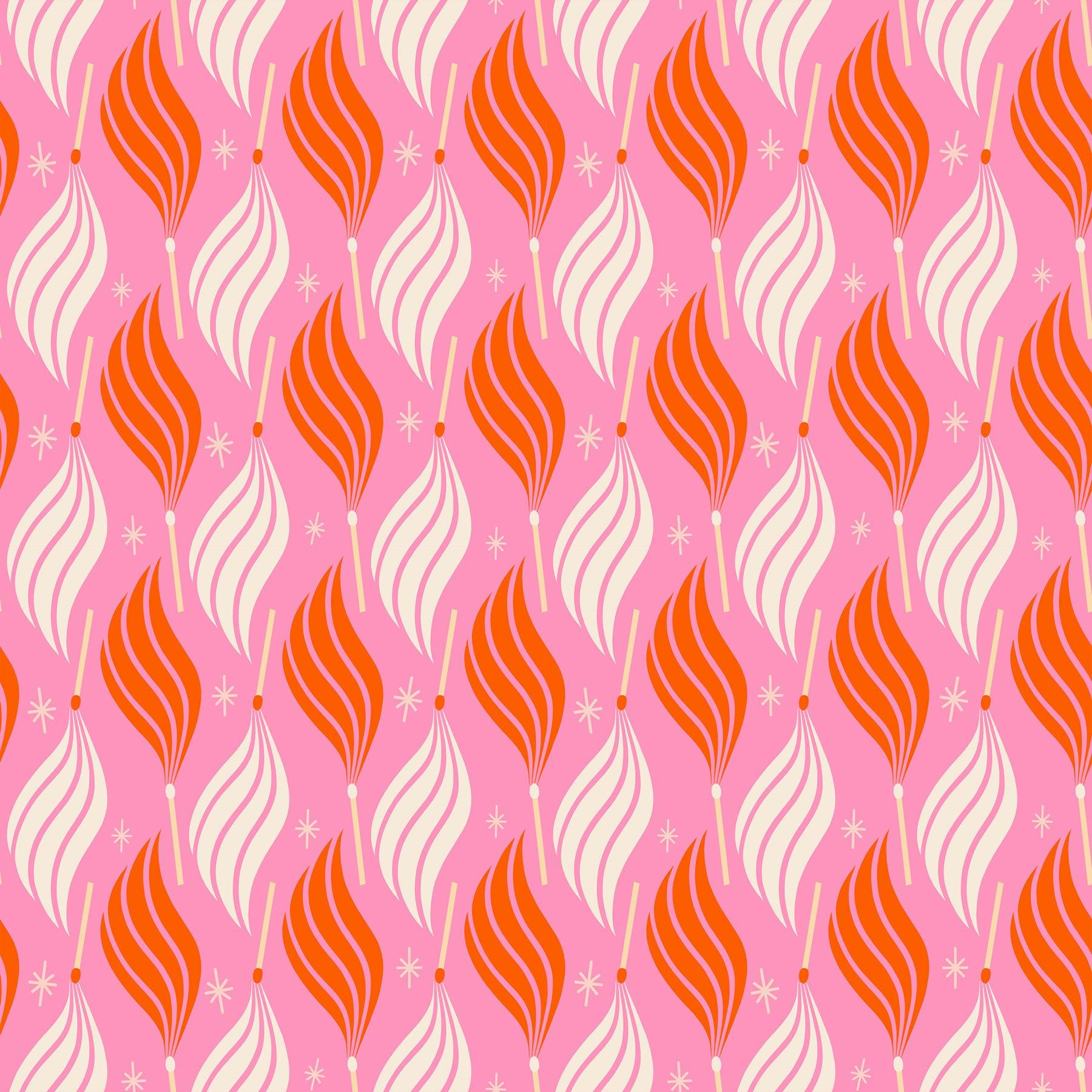 IN STOCK - Trinketry Lit Fabric – Flamingo Pink Cotton Print - Melody Miller Designer for Ruby Star Society