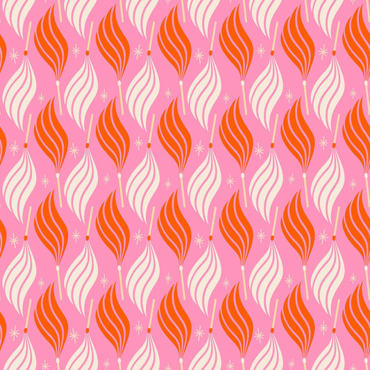 IN STOCK - Trinketry Lit Fabric – Flamingo Pink Cotton Print - Melody Miller Designer for Ruby Star Society