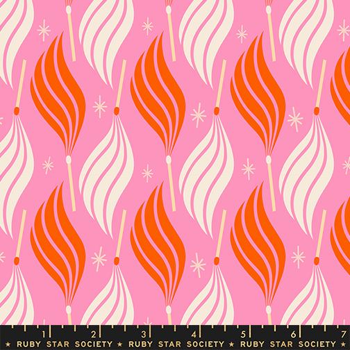 IN STOCK - Trinketry Lit Fabric – Flamingo Pink Cotton Print - Melody Miller Designer for Ruby Star Society