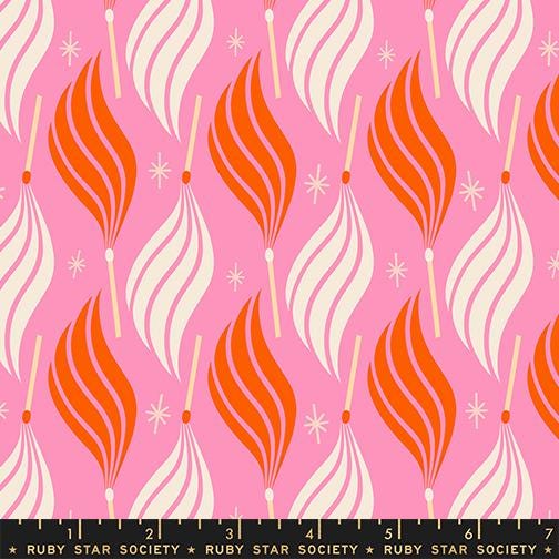 Trinketry Lit Fabric – Flamingo Pink Cotton Print - Melody Miller Designer for Ruby Star Society