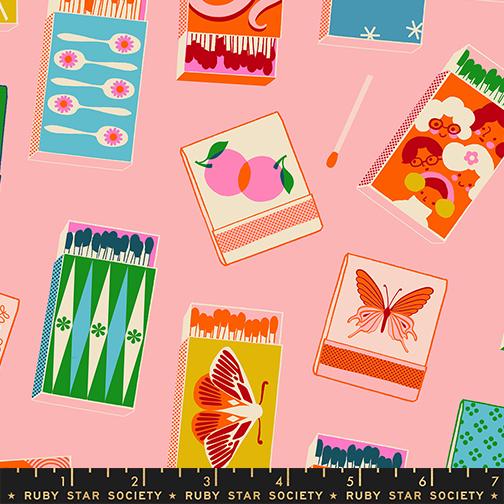 Trinketry Matchmaker Fabric – Balmy Pink Cotton Print - Melody Miller Designer for Ruby Star Society