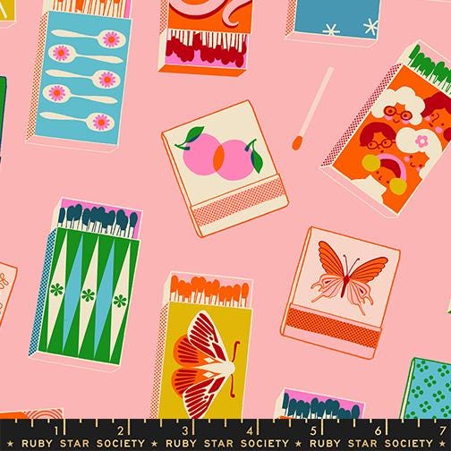 IN STOCK - Trinketry Matchmaker Fabric – Balmy Pink Cotton Print - Melody Miller Designer for Ruby Star Society