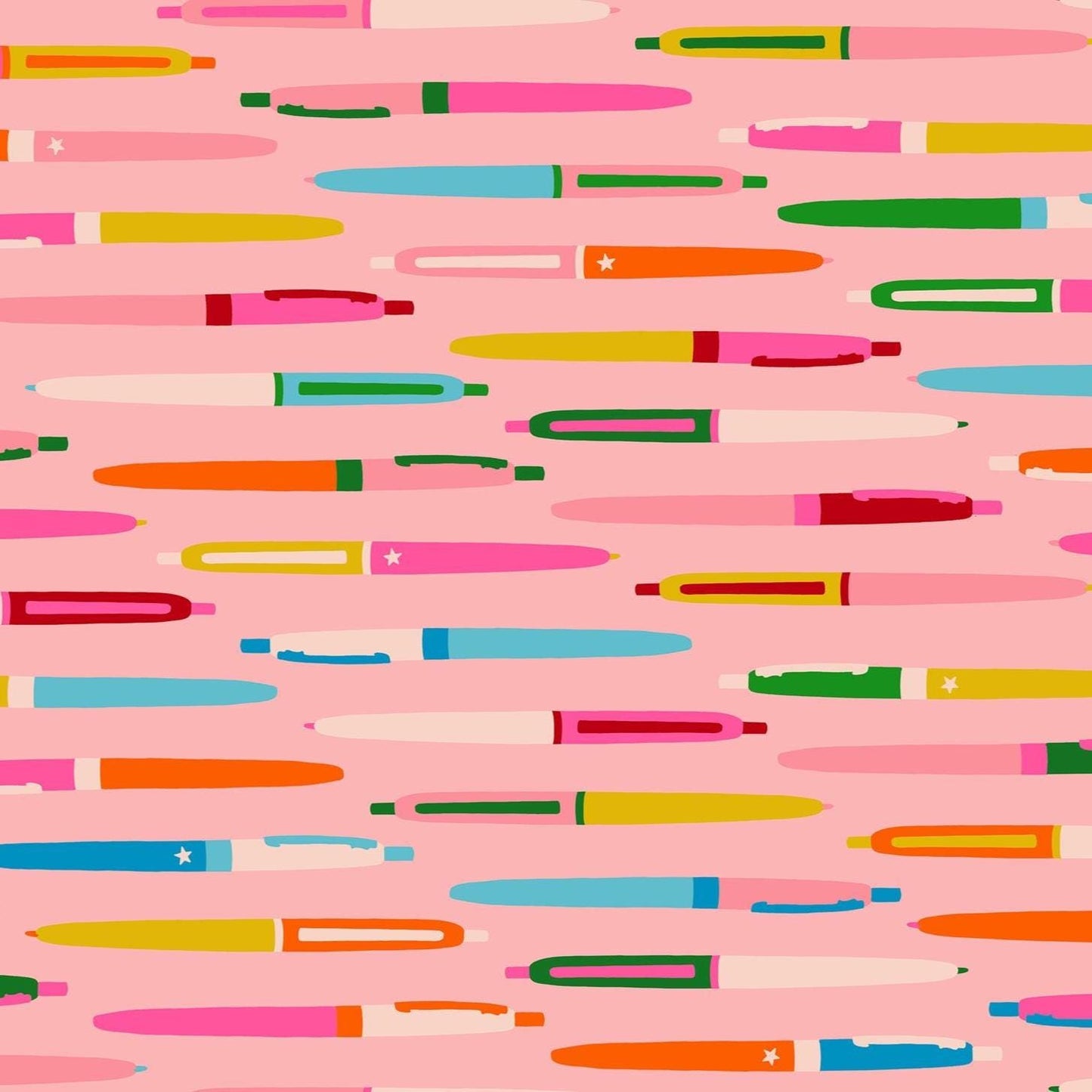 IN STOCK - Trinketry Pens Fabric – Balmy Pink Cotton Print - Melody Miller Designer for Ruby Star Society