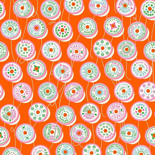 Trinketry Spools Fabric – Goldfish Orange Cotton Print - Melody Miller Designer for Ruby Star Society