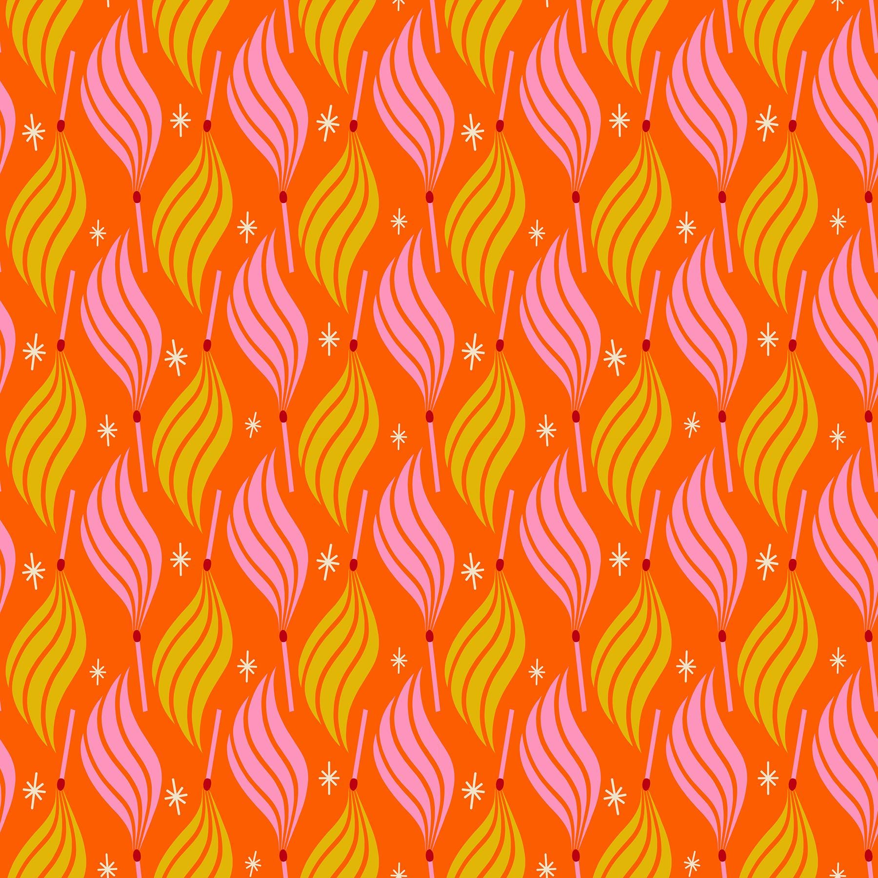 IN STOCK - Trinketry Lit Fabric – Goldfish Orange Cotton Print - Melody Miller Designer for Ruby Star Society