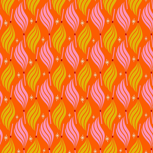 IN STOCK - Trinketry Lit Fabric – Goldfish Orange Cotton Print - Melody Miller Designer for Ruby Star Society