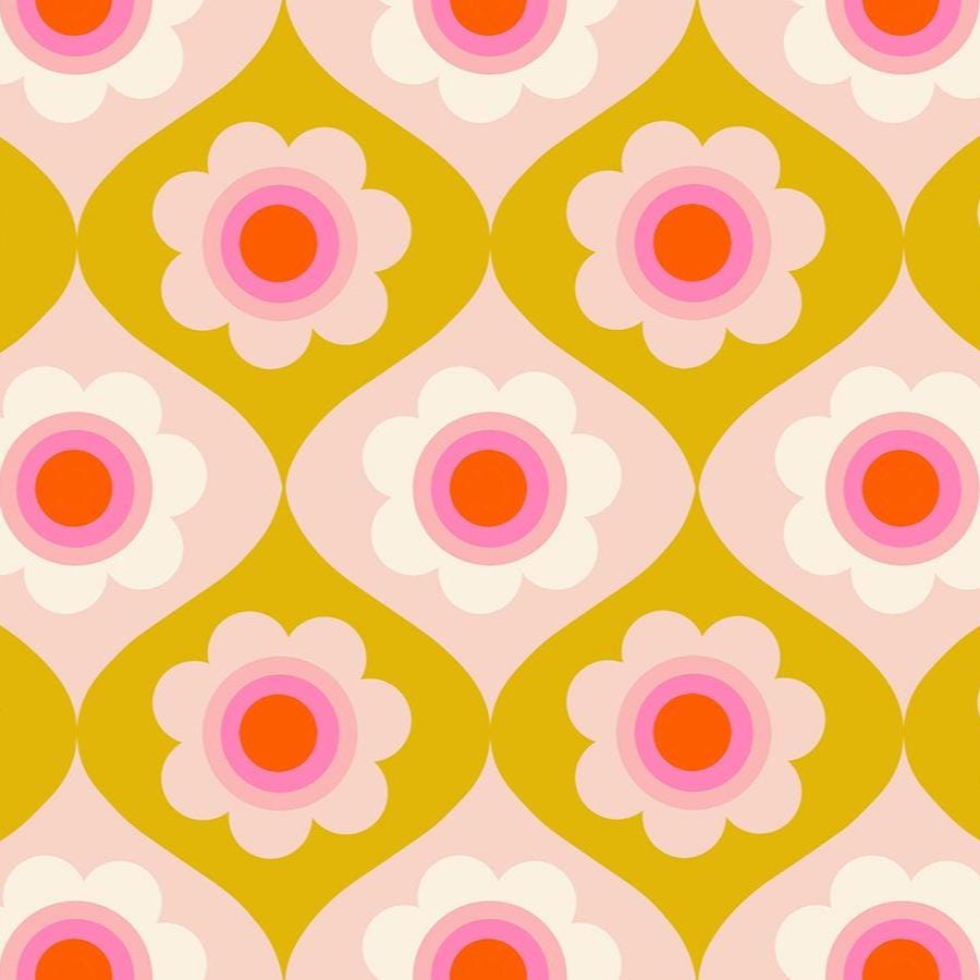 Trinketry Floral Fabric – Goldenrod Cotton Print - Melody Miller Designer for Ruby Star Society