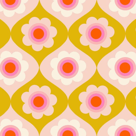 Trinketry Floral Fabric – Goldenrod Cotton Print - Melody Miller Designer for Ruby Star Society