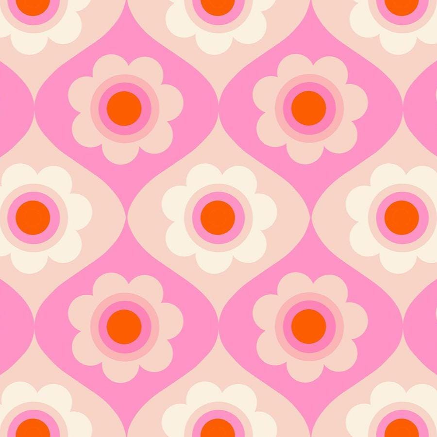 Trinketry Floral Fabric – Flamingo Pink Cotton Print - Melody Miller Designer for Ruby Star Society