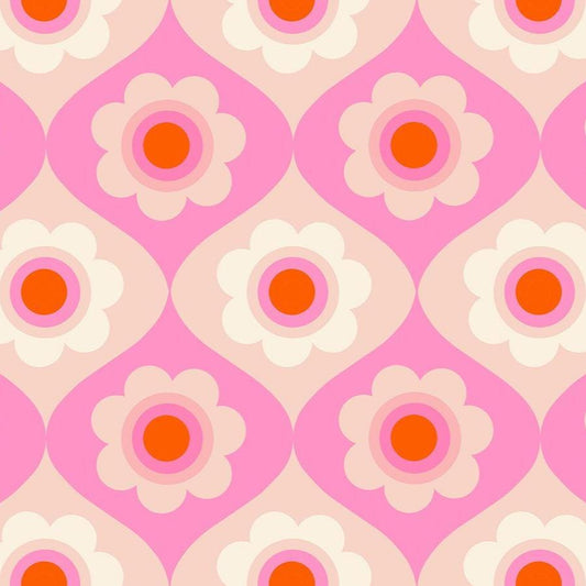 Trinketry Floral Fabric – Flamingo Pink Cotton Print - Melody Miller Designer for Ruby Star Society