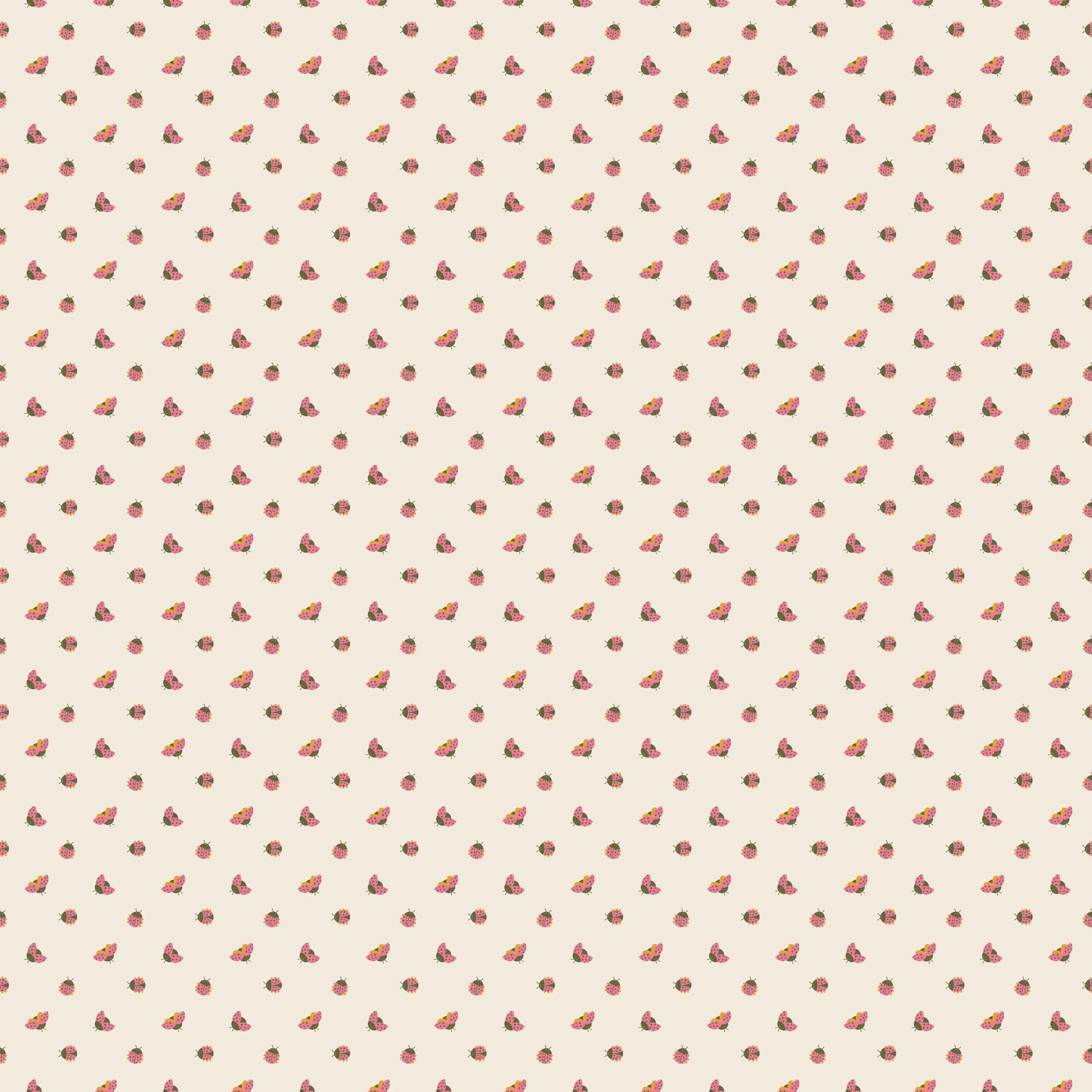 IN STOCK - Joyful June Ladybugs Print Cream - Sarah Hearts - Figo Fabrics - 91117-11