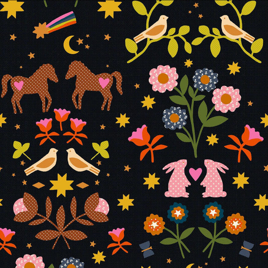 IN STOCK - Mystic Fable Large Icons print Soft Black by Alexia Marcelle Abegg for Ruby Star Society